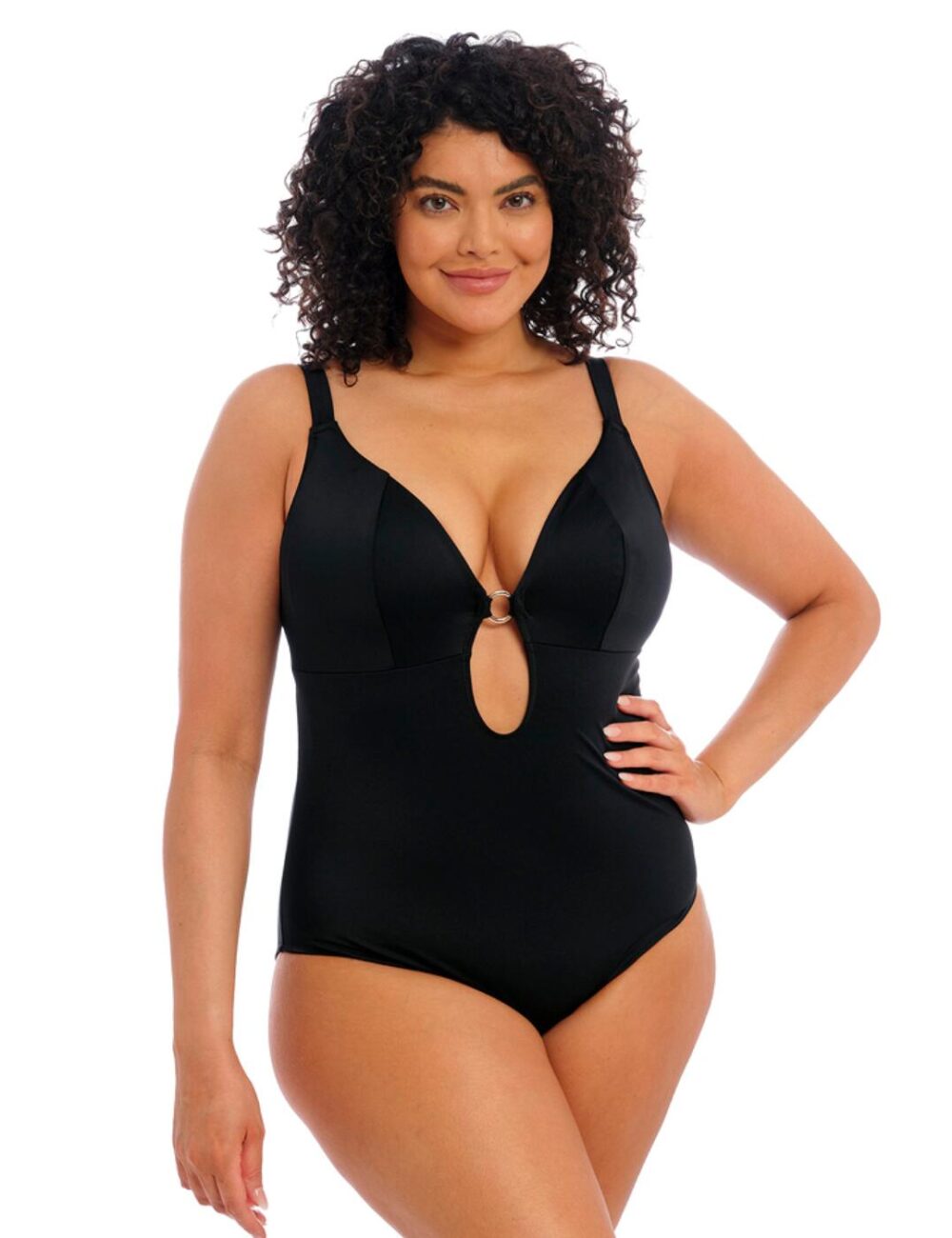 Elomi Plain Sailing Plunge Swimsuit - Black - 36H/HH