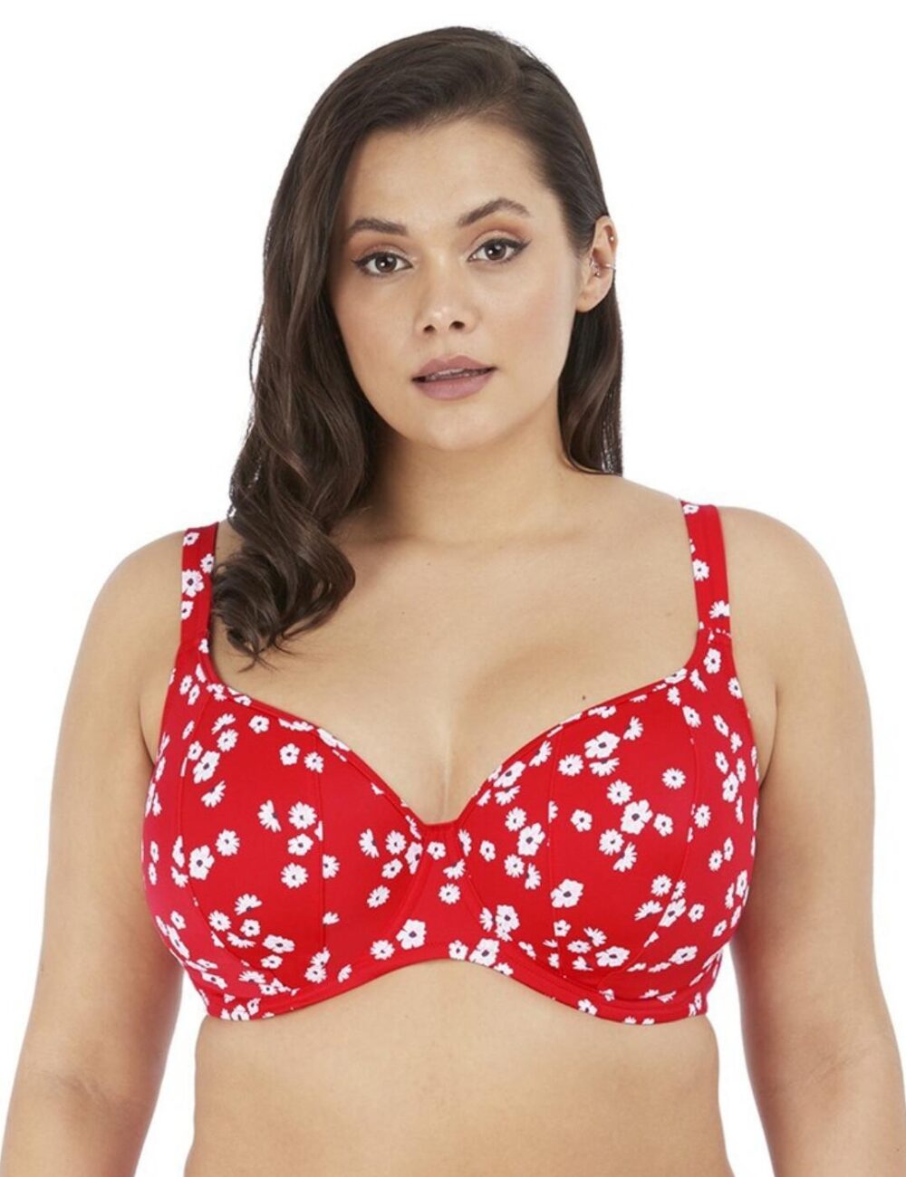 Elomi Plain Sailing Sweetheart Bikini Top - Red Floral - 36F