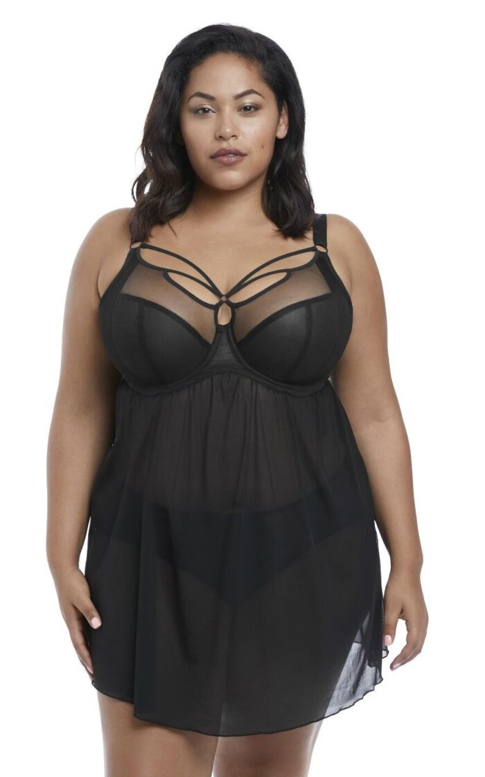 Elomi Sachi Babydoll - Black - 38FF