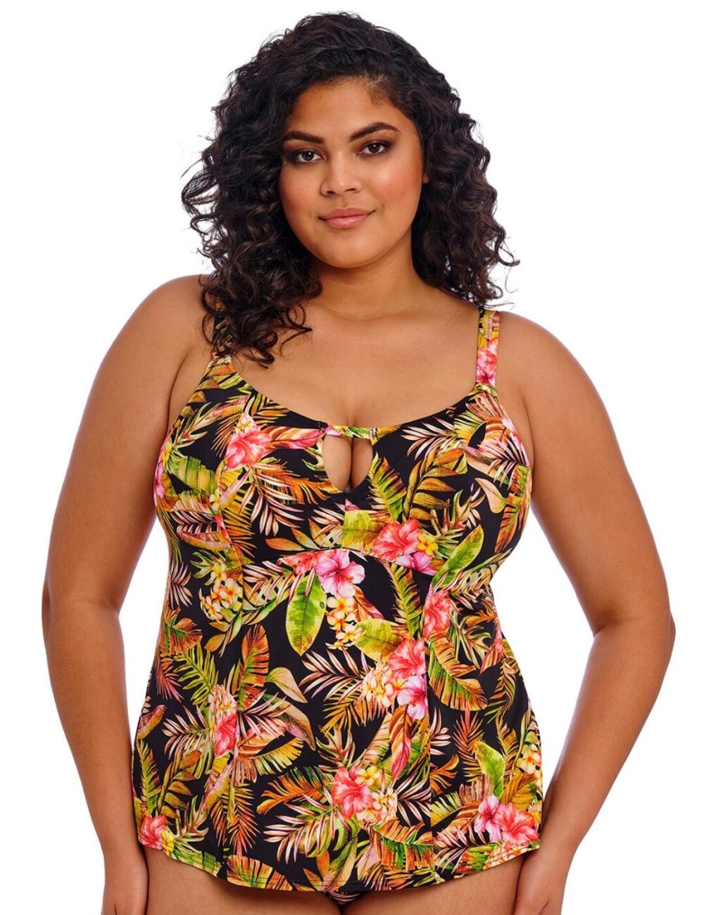 Elomi Tiger Valley Moulded Tankini Top - Black - XL - 16