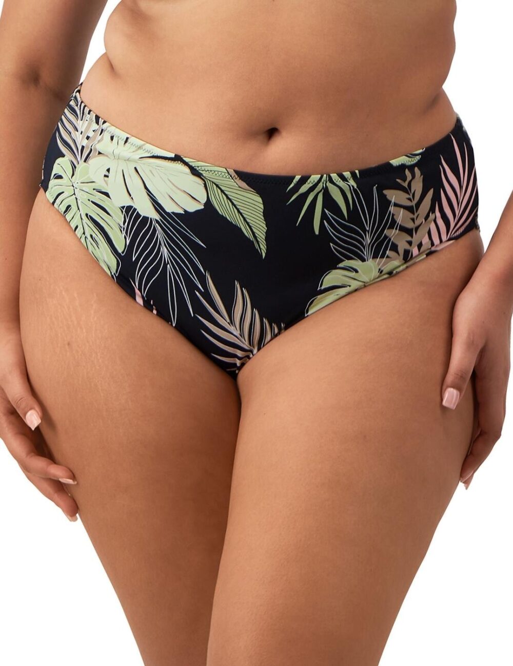 Elomi Tropical Retreat Mid Rise Bikini Brief - Black - M - 12