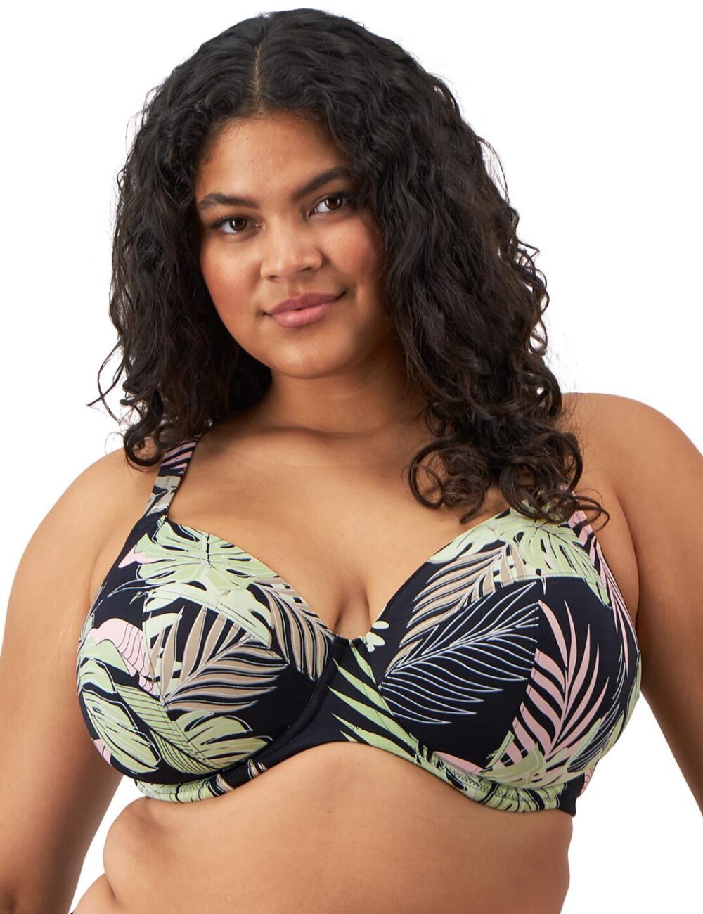 Elomi Tropical Retreat Plunge Bikini Top - Black - 34G