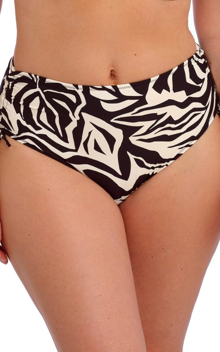 Fantasie Aruba Nights High Waist Bikini Brief - Black and Cream - M - 12