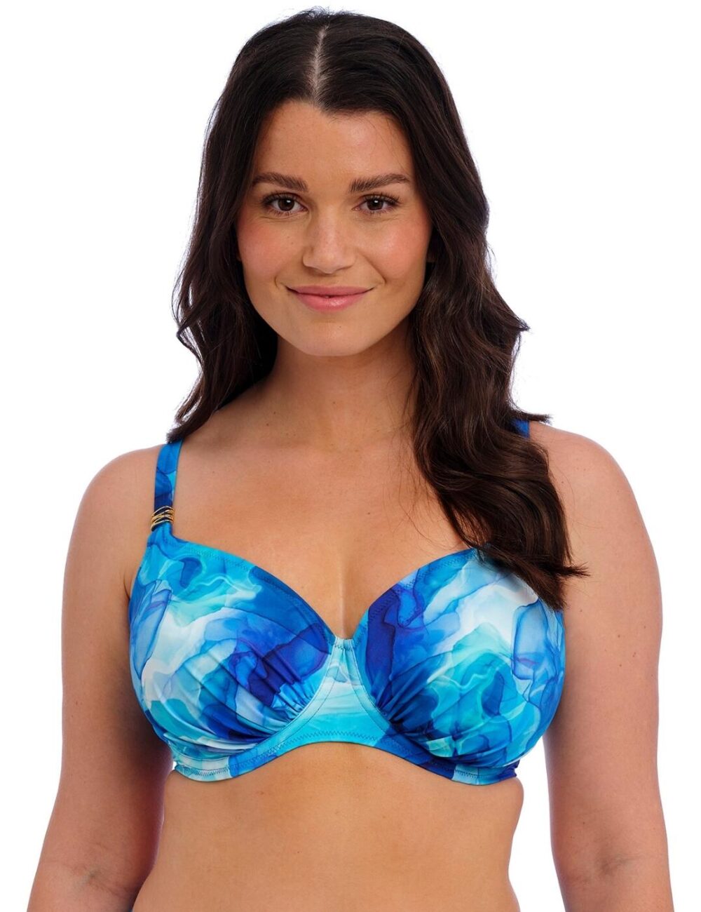 Fantasie Saunton Sands Underwired Gathered Full Cup Bikini Top - Dazzling Blue - 32F