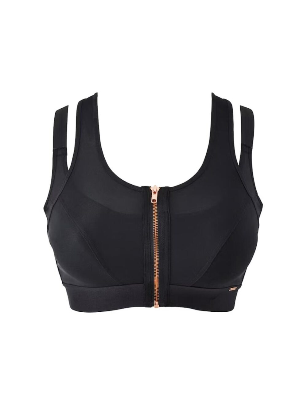 Figleaves Curve Zip Sports Bra - Black/Rose Gold - 40B