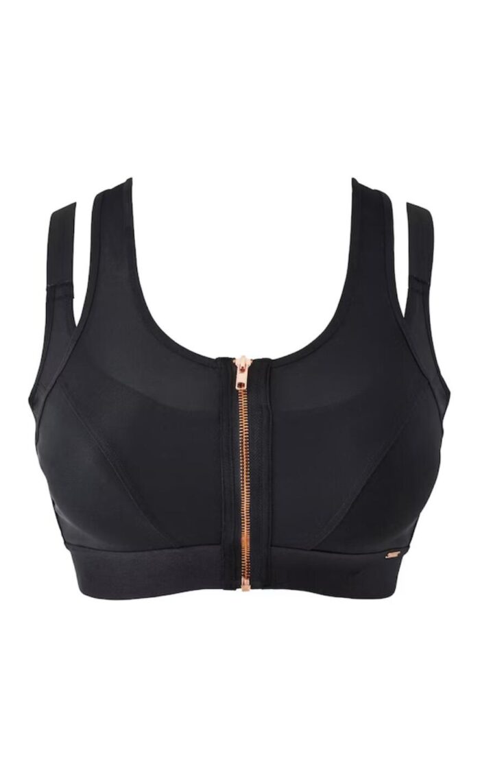 Figleaves Curve Zip Sports Bra - Black/Rose Gold - 40B