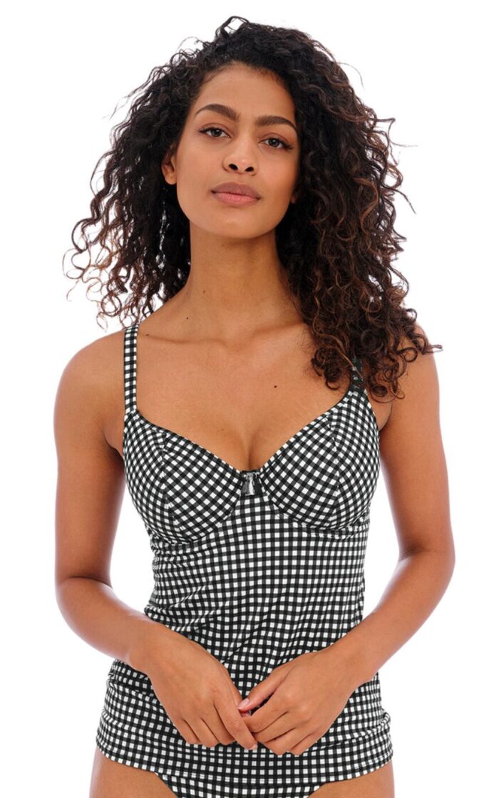 Freya Check In Plunge Tankini Top - Monochrome - 30HH