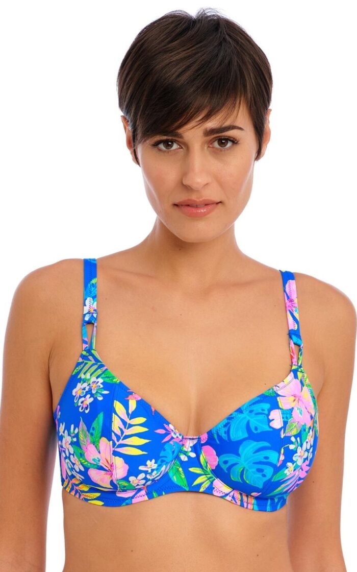 Freya Hot Tropics Plunge Bikini Top - Blue - 30FF