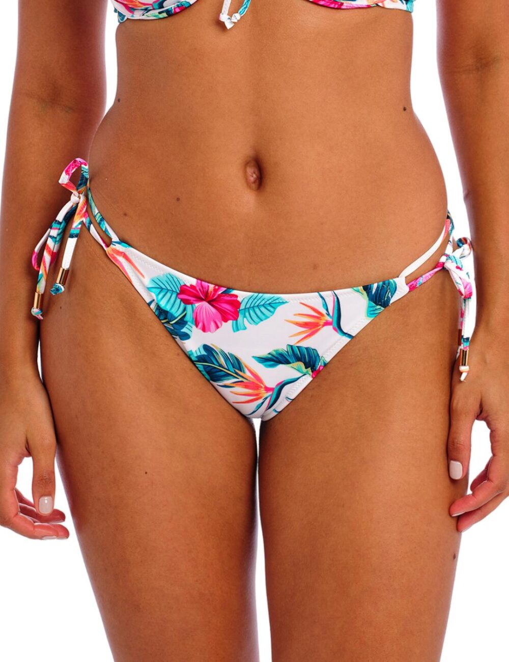 Freya Palm Paradise Tie Side Bikini Brief - White - XS - 8