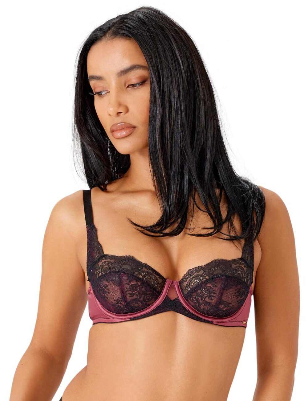Gossard VIP Confession Non Padded Balcony Bra - Burgundy/Black - 30F