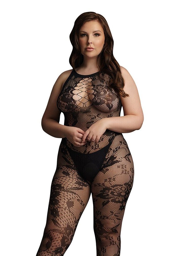 Le Desir Criss Cross Neck Bodystocking UK 14 to 20