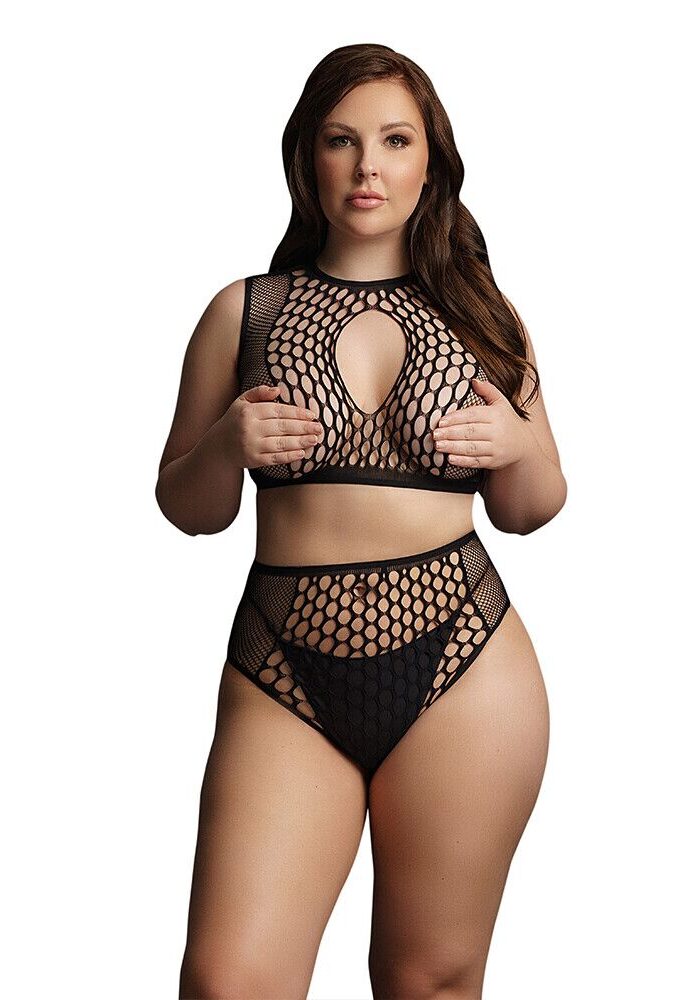 Le Desir Duo Net Key Hole Bra Set UK 14 to 20
