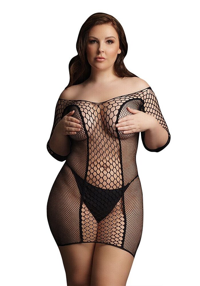 Le Desir Duo Net Sleeved Mini Dress UK 14 to 20