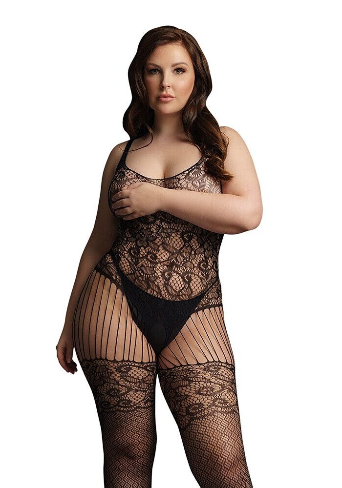 Le Desir Lace and Fishnet Bodystocking UK 14 to 20