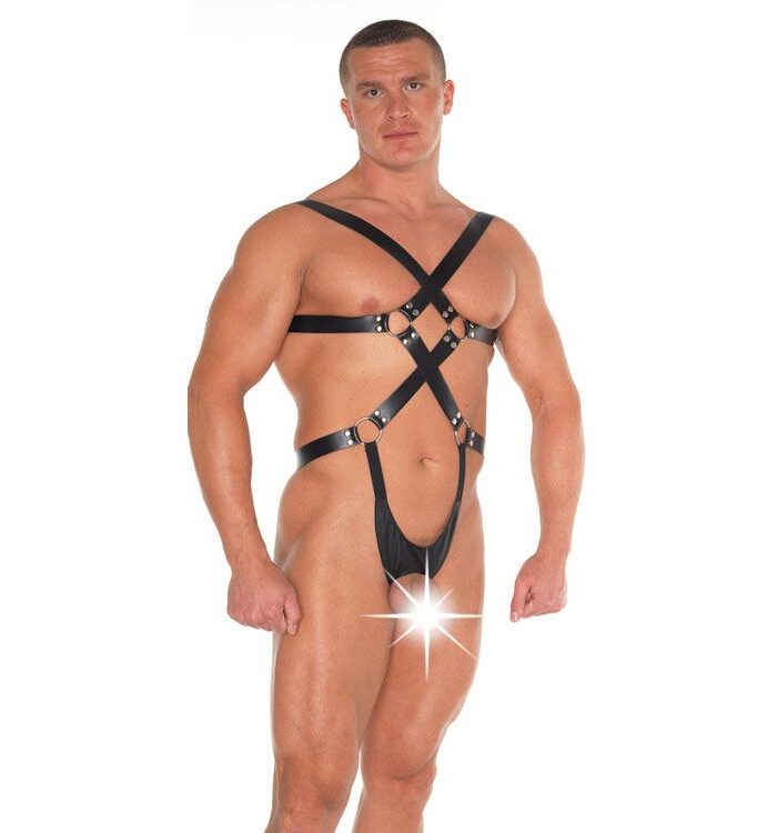 Leather Strappy Bondage Teddy