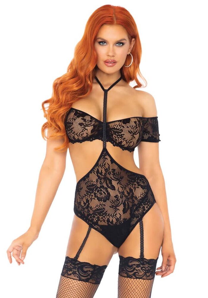 Leg Avenue 2 Piece Lace Bandeau and Teddy Set - S/M