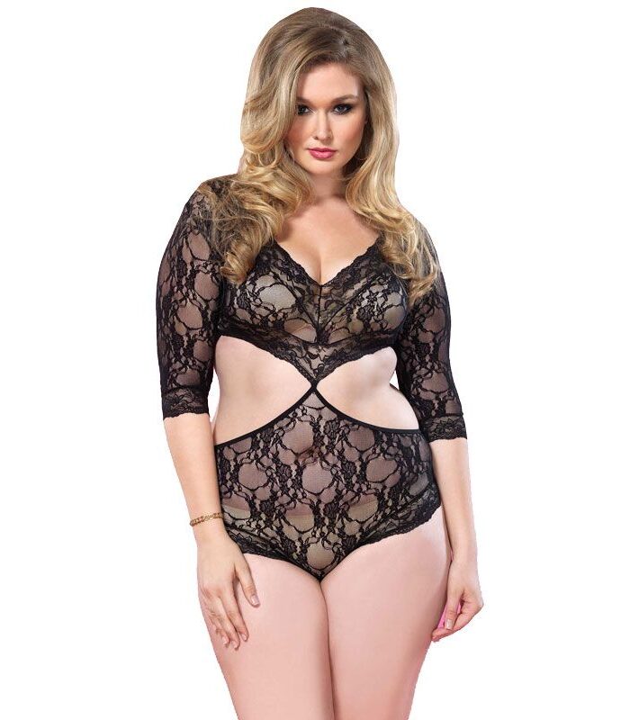 Leg Avenue Cut Out Floral Lace Teddy UK 14 to 18