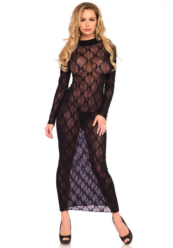 Leg Avenue Long Sleeved Long Dress UK 6 to 12