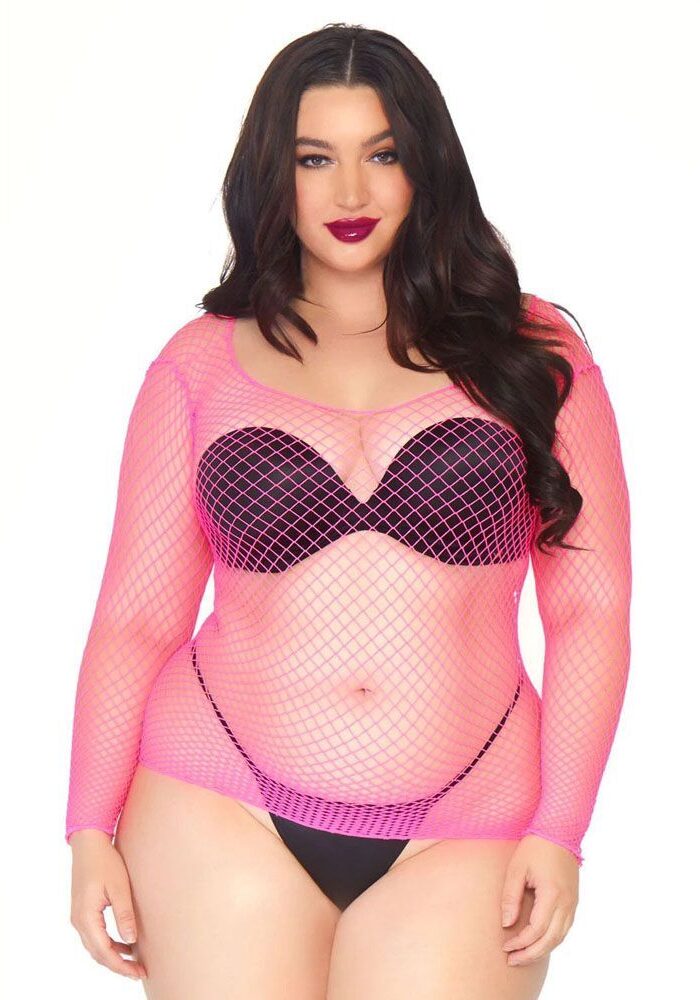 Leg Avenue Net Long Sleeved Shirt Plus Size UK 14 to 18