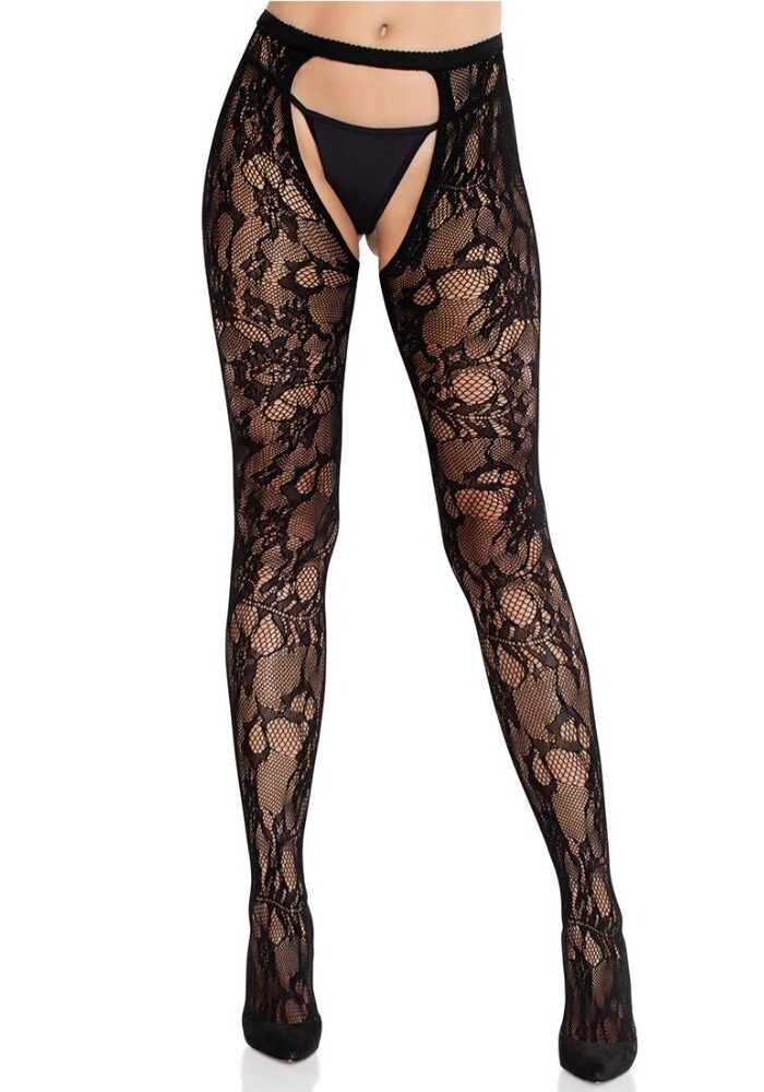 Leg Avenue Selene Rose Crotchless Tights