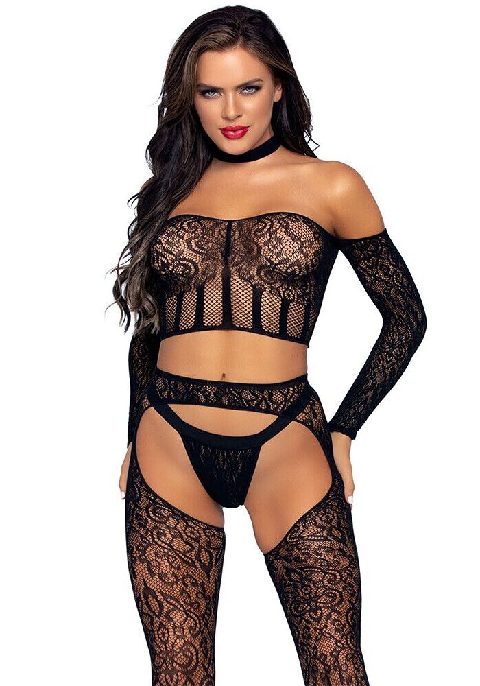 Leg Avenue Top and Suspender Set UK 6 to 12