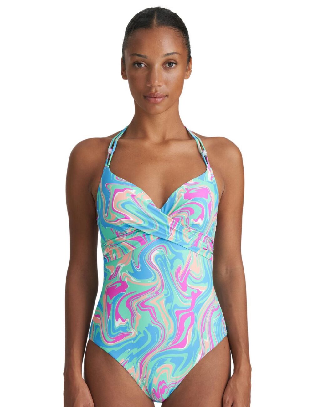 Marie Jo Arubani Plunge Swimsuit - Ocean Swirl - 36E