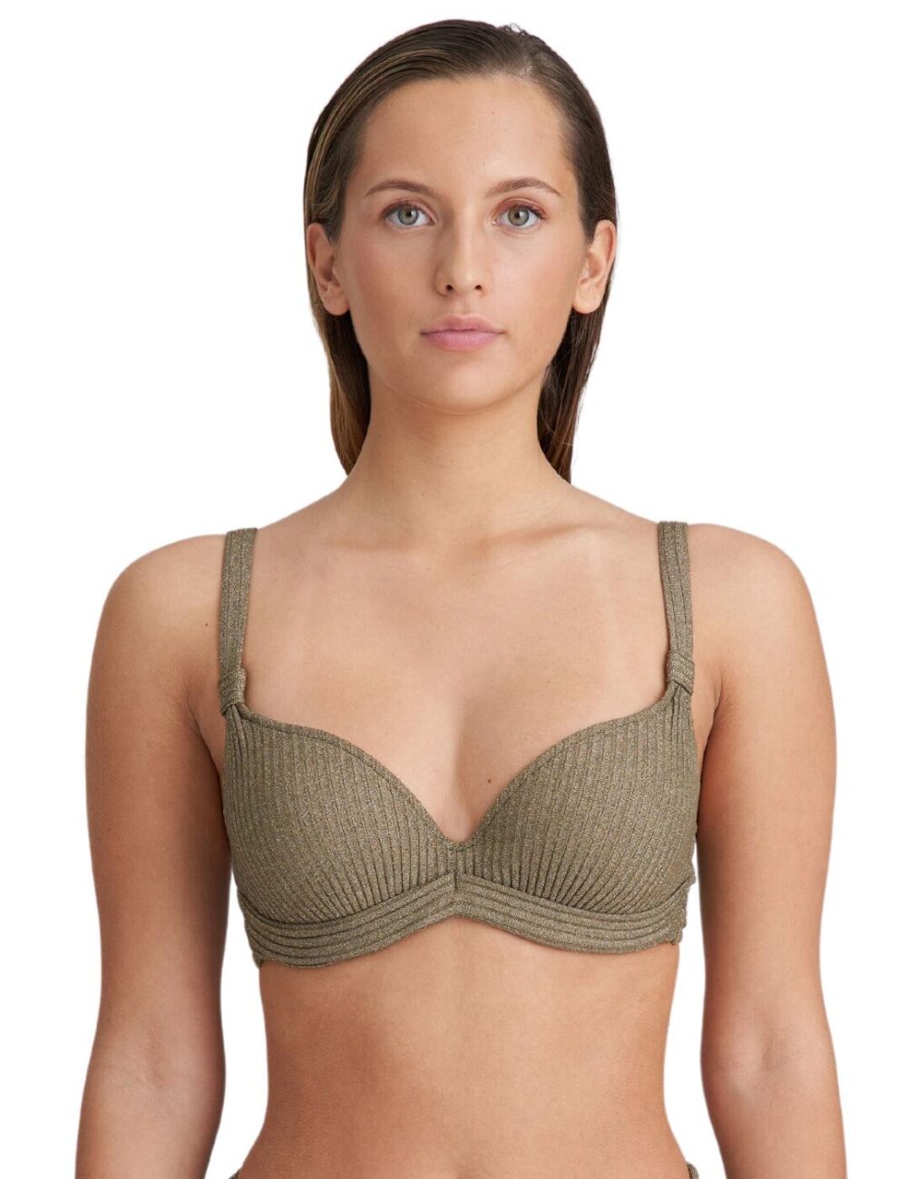 Marie Jo Tinjis Padded Plunge Bikini Top - Golden Olive - 32D