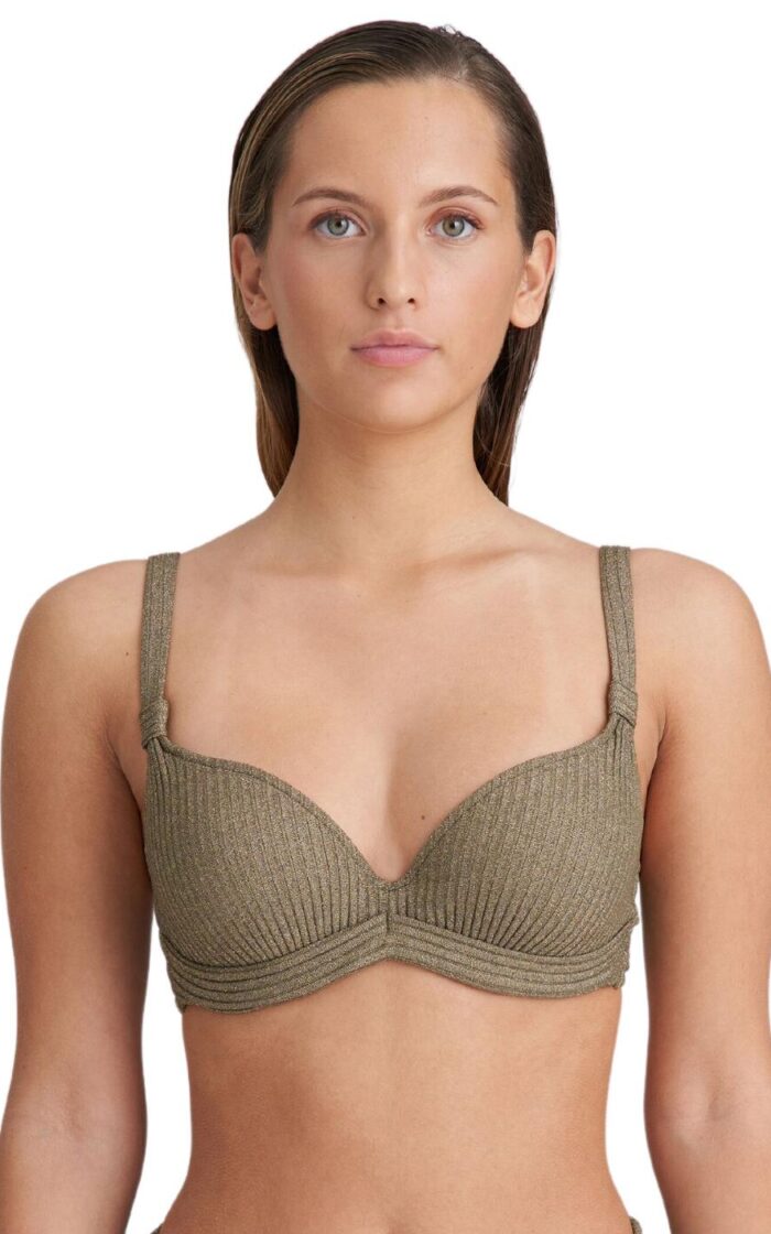 Marie Jo Tinjis Padded Plunge Bikini Top - Golden Olive - 32D