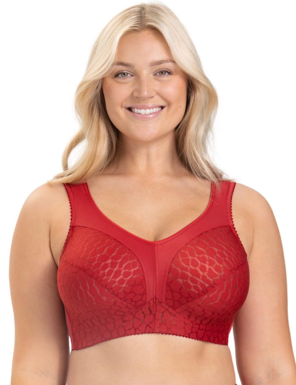 Miss Mary Of Sweden Lovely Jacquard Non Wired Full Cup Bra - English Red - 36B