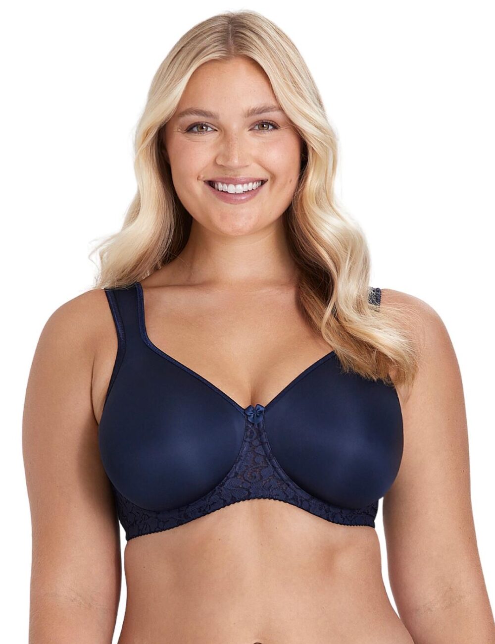 Miss Mary Of Sweden Smooth Lacy T Shirt Bra - Dark Blue - 40B