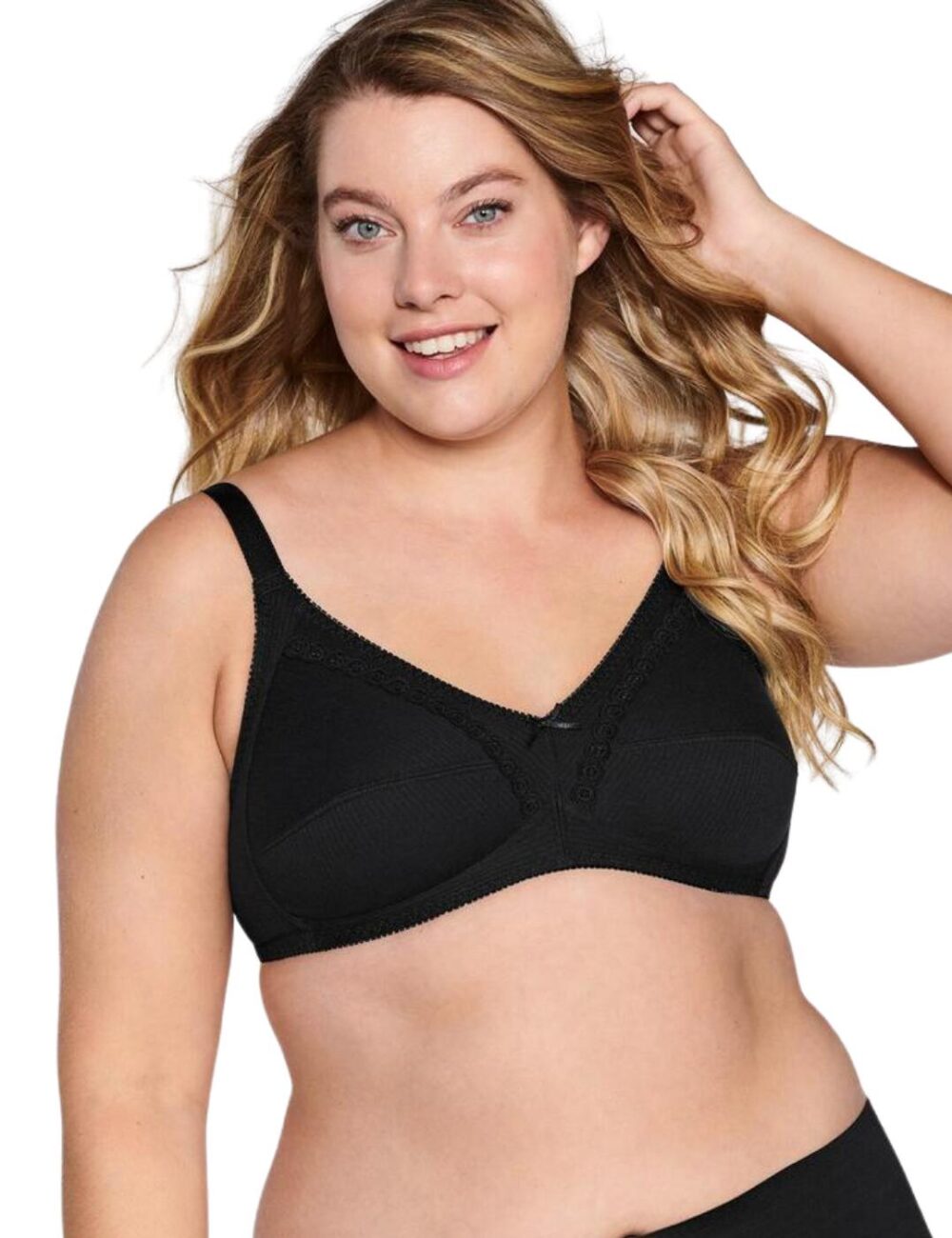 Naturana Cotton Soft Cup Bra - Black - 34AA