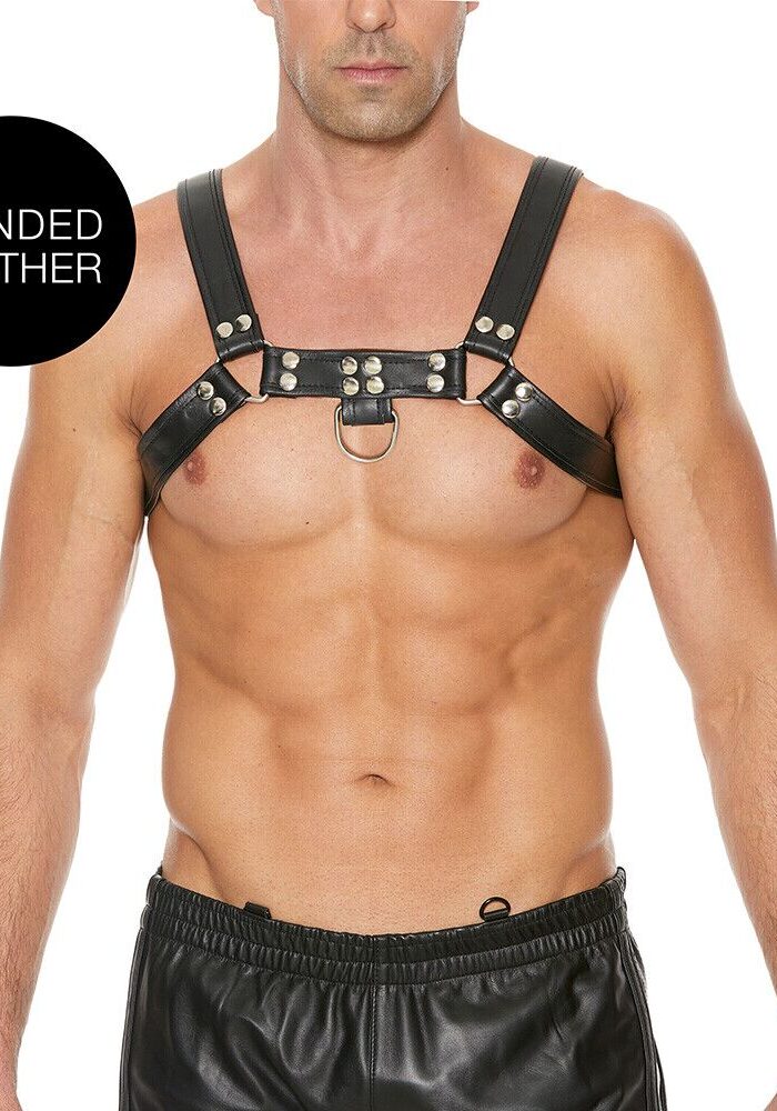 Ouch Chest Bulldog Harness Black Large to Xlarge