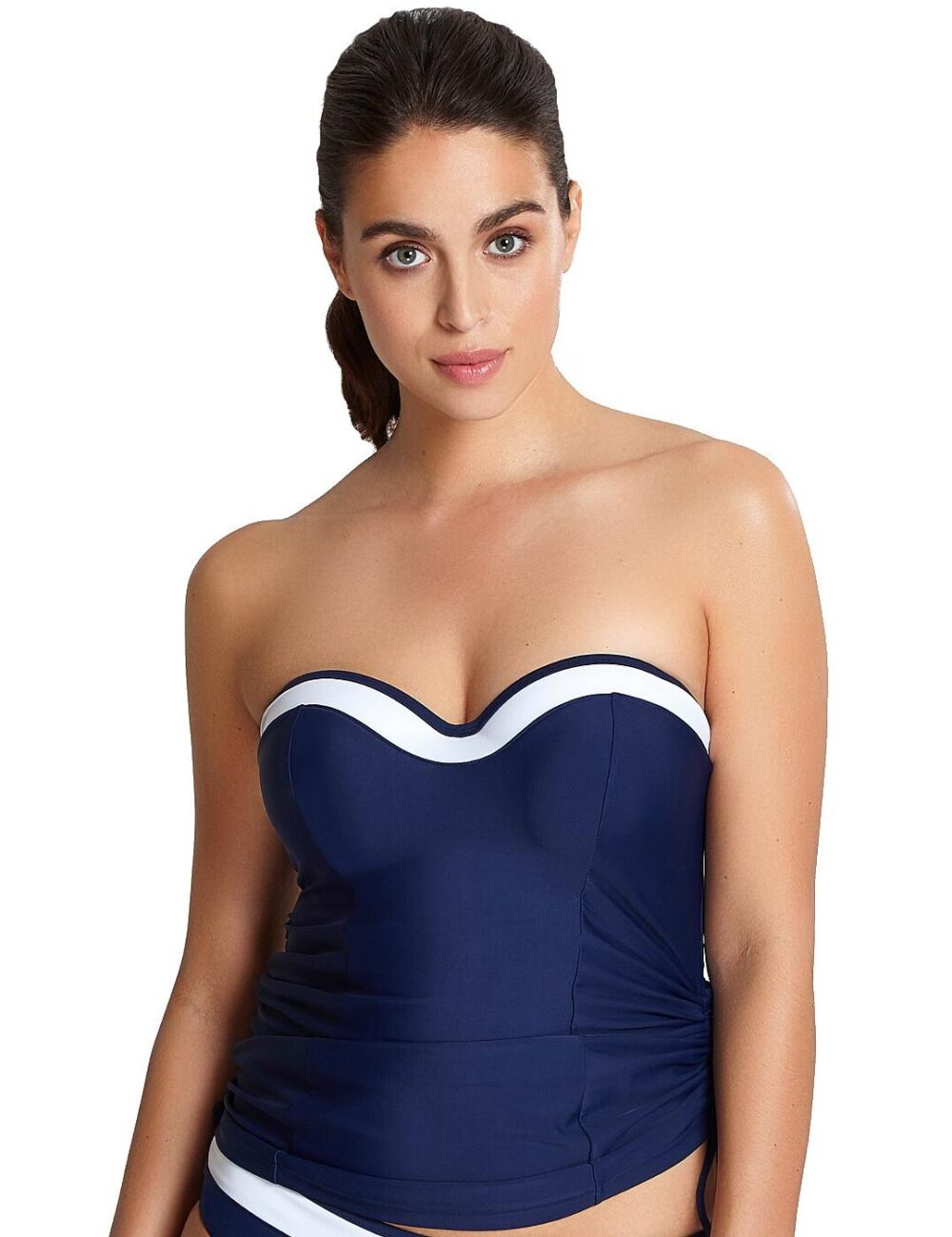 Panache Anya Cruise  Moulded Bandeau Tankini Top - Navy/White - 32E