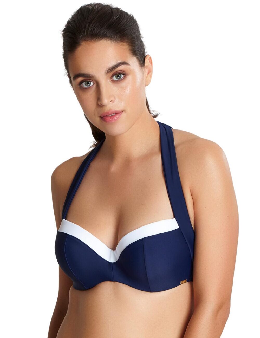 Panache Anya Cruise Moulded Multiway Halter Bikini Top - Navy/White - 32FF