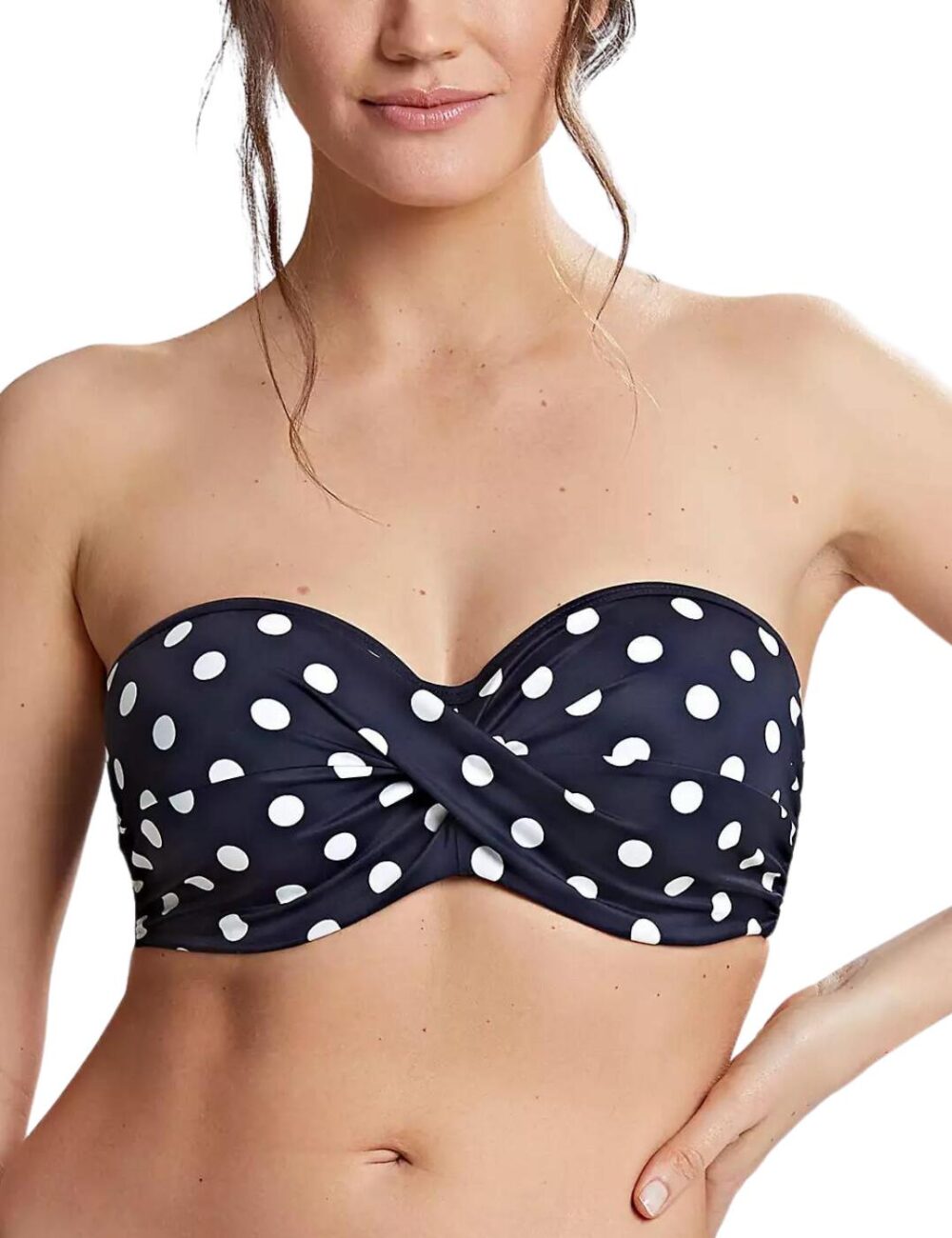 Panache Anya Riva Spot Twist Bandeau Bikini top - Navy/Vanilla - 30D