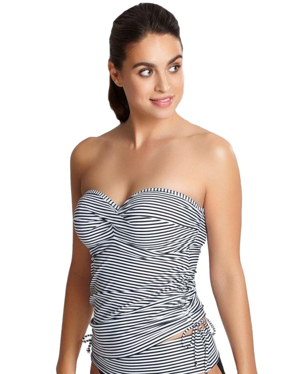 Panache Anya Stripe Tankini Top - Black/White - 30G