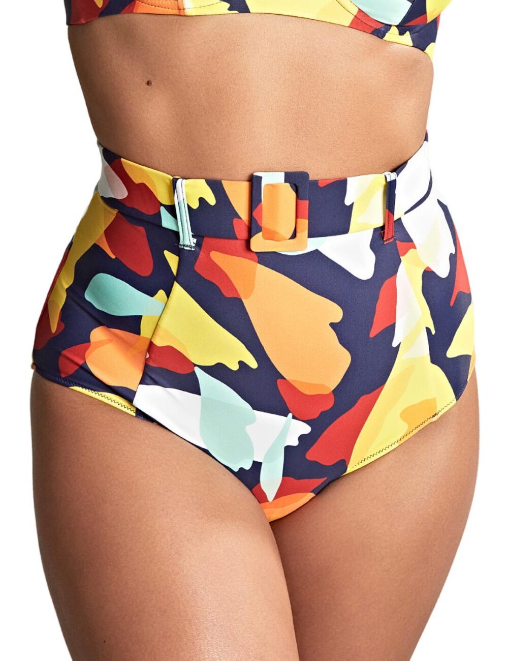 Panache High Waist Belted Bikini Brief - Puglia Print - XS - 8