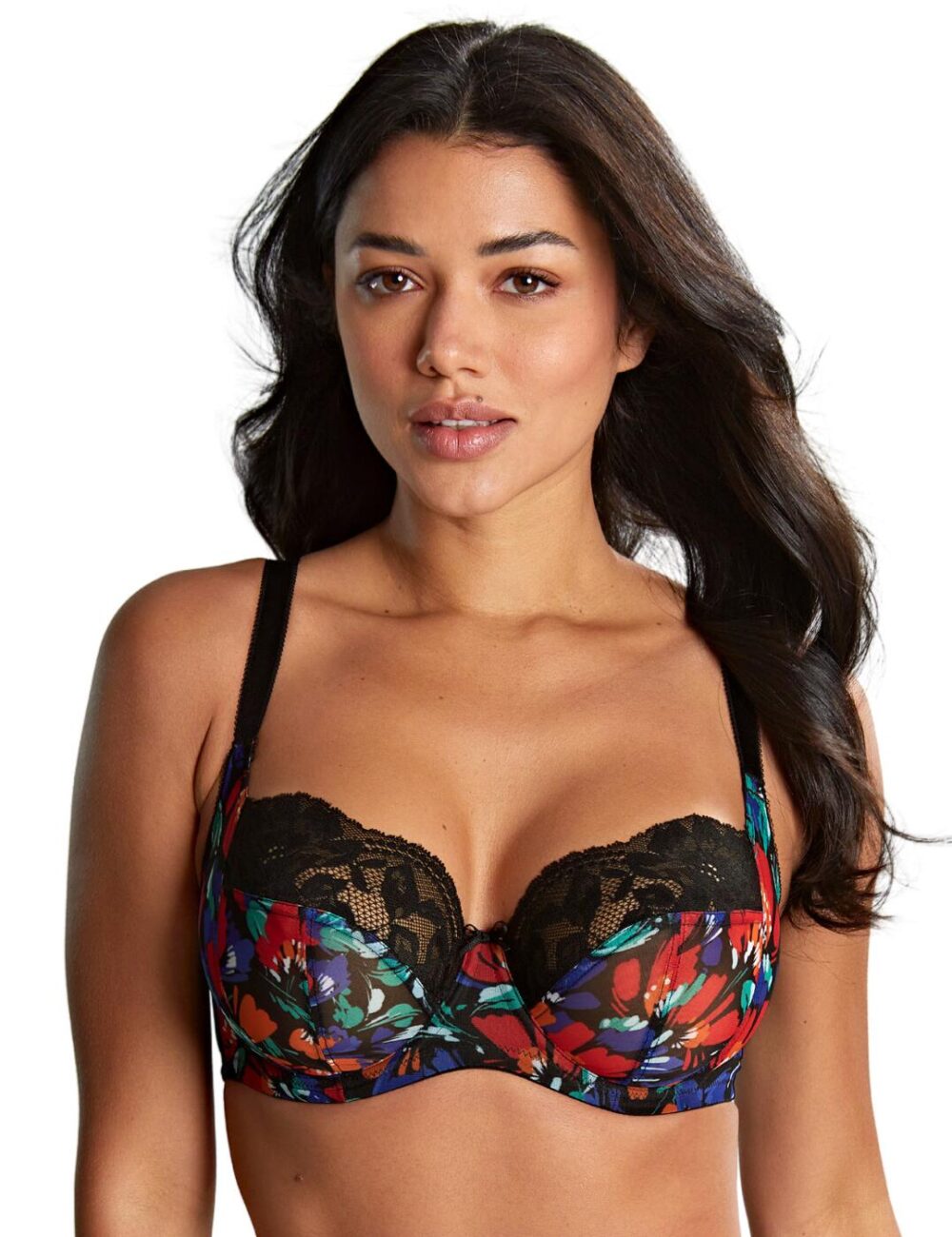 Panache Nina Balcony Bra - Black Floral - 28F