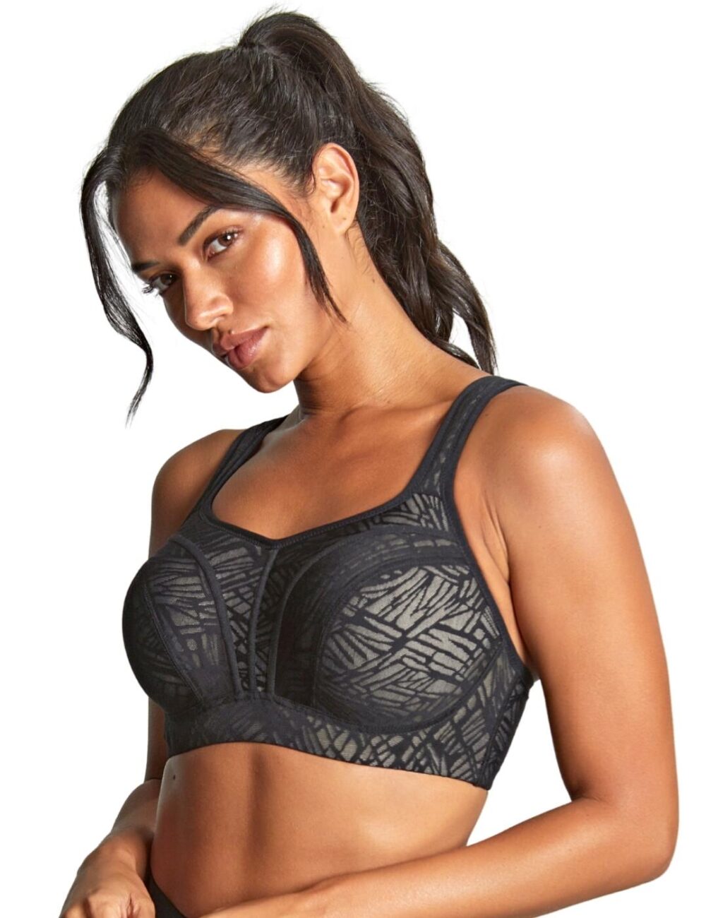 Panache Power Underwired Sports Bra - Black/Chalk - 32DD