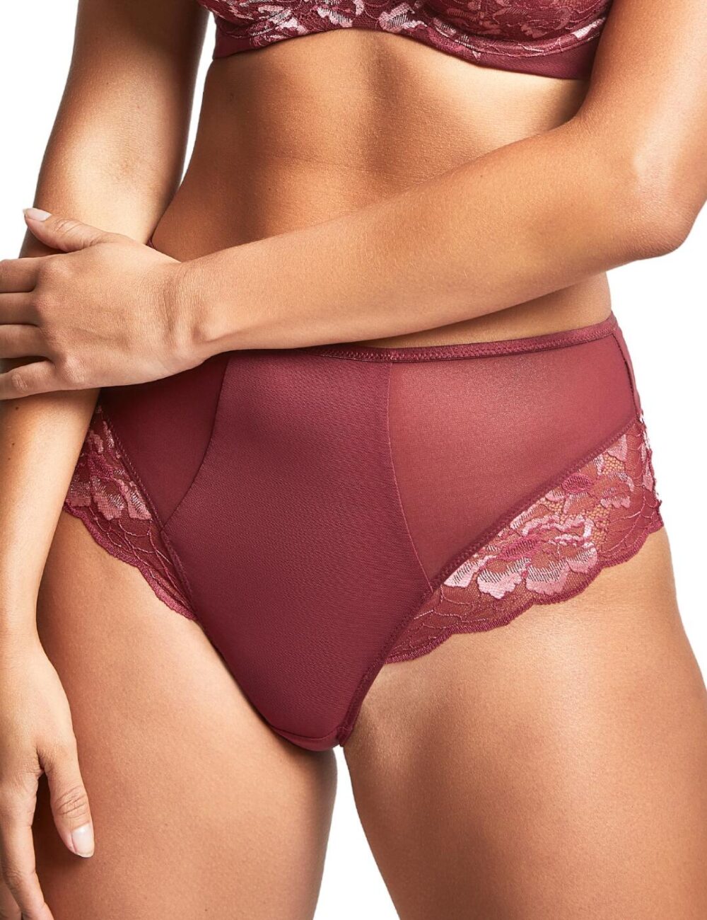 Panache Sabrina High Waist Brazilian Brief - Red Rose - XS - 8