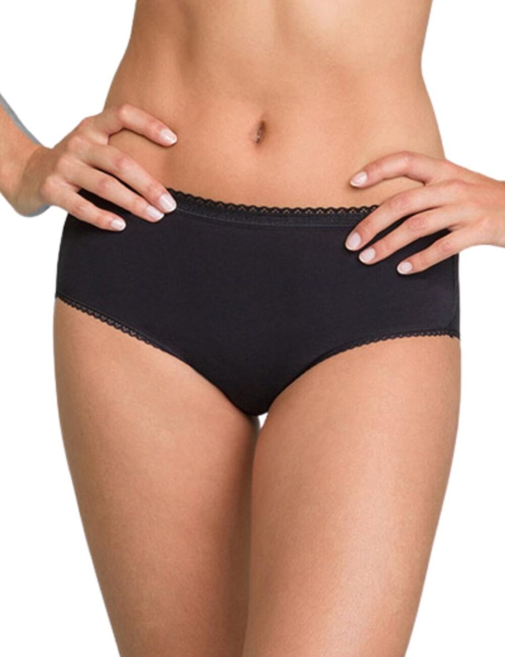 Playtex Stretch Cotton Midi Brief 3 Pack - Black - S - 10