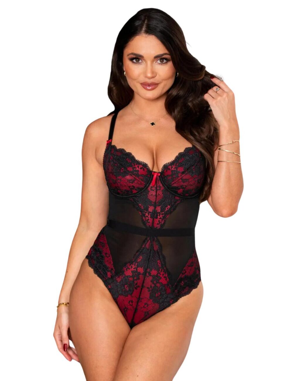 Pour Moi Amour Underwired Body - Black/Scarlet