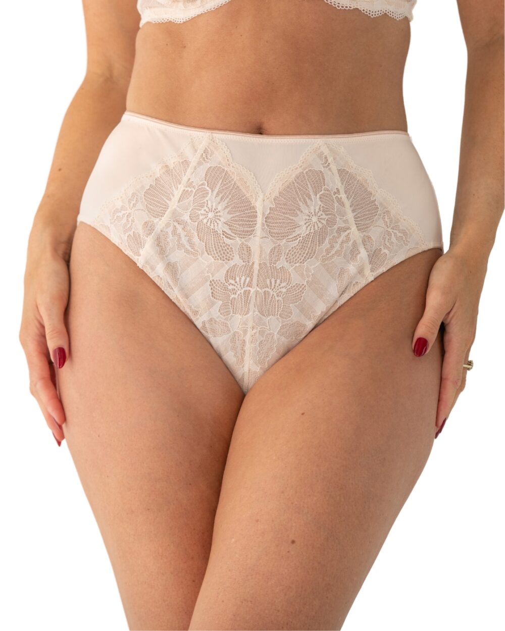 Pour Moi Atelier Lace High Waist Deep Brief - Ivory/Champagne - S - 10