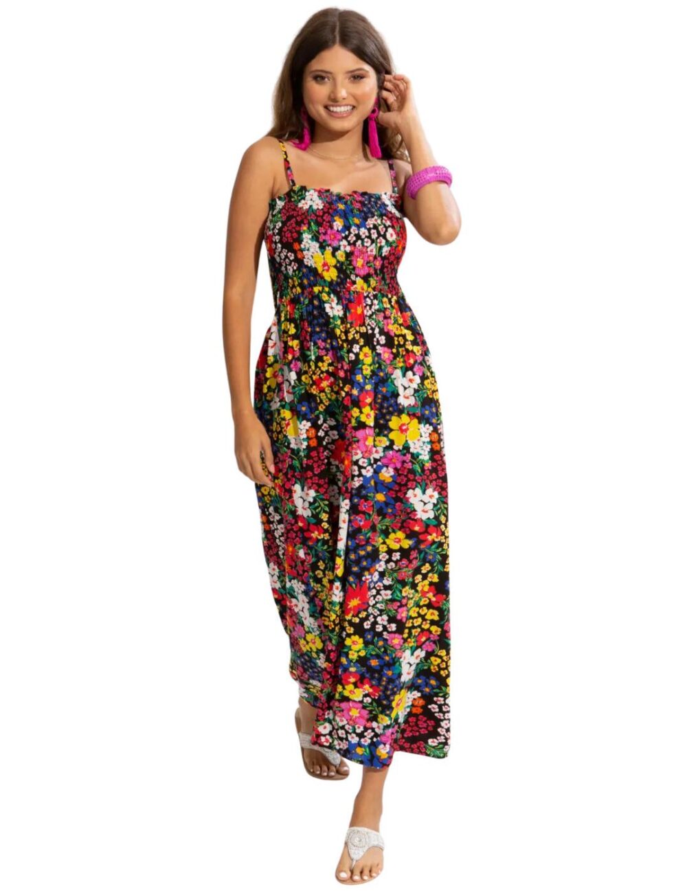 Pour Moi Beach Maxi Dress - Black Ditsy - XS - 8