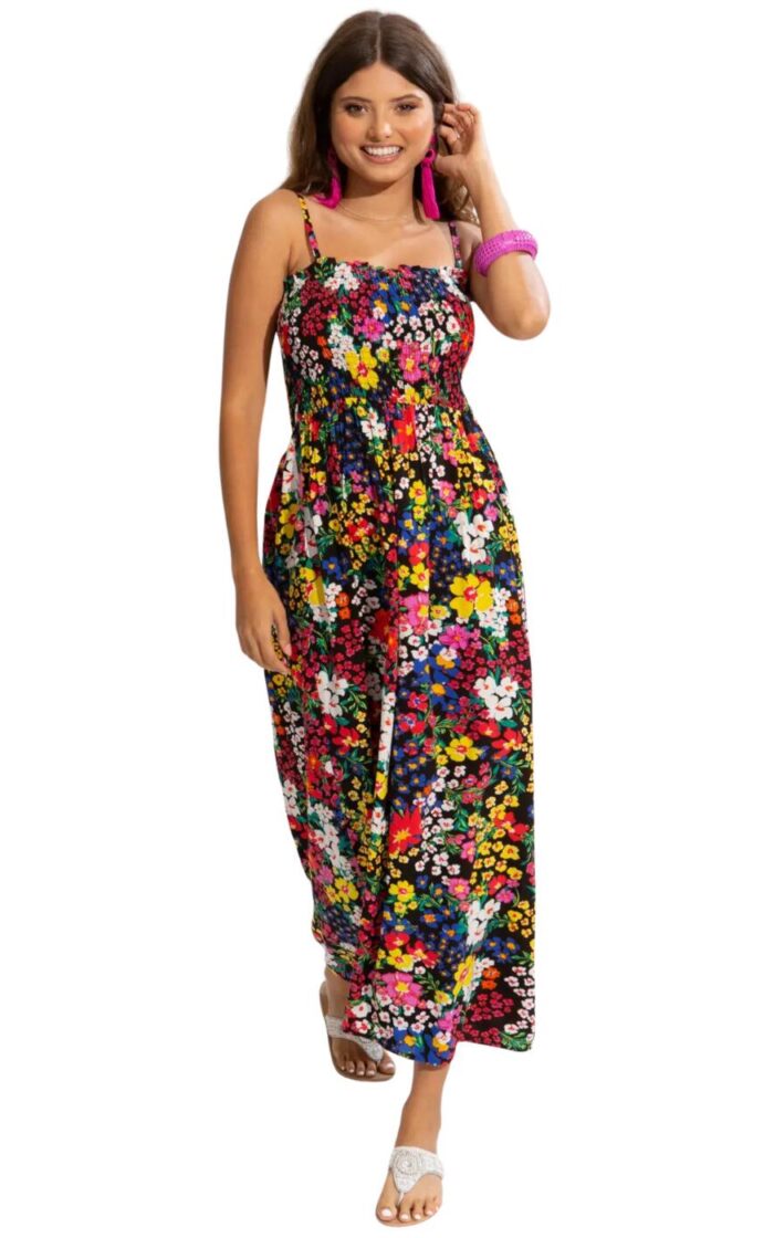 Pour Moi Beach Maxi Dress - Black Ditsy - XS - 8