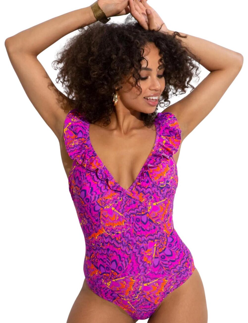Pour Moi Bermuda Frill Swimsuit - Multi - XS - 8