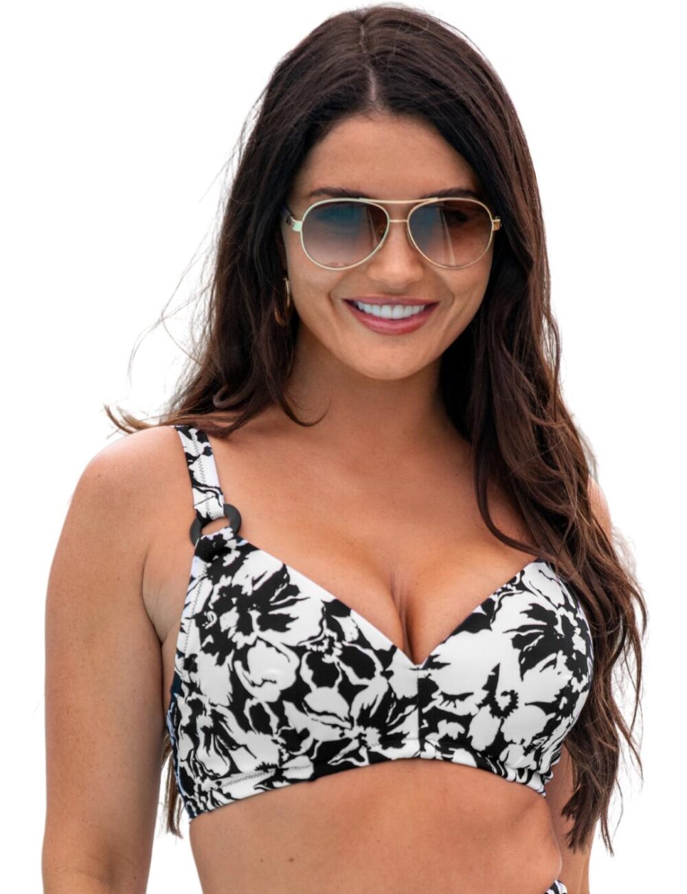 Pour Moi Cali Recycled Underwired Bikini Top - Black/White - 32D