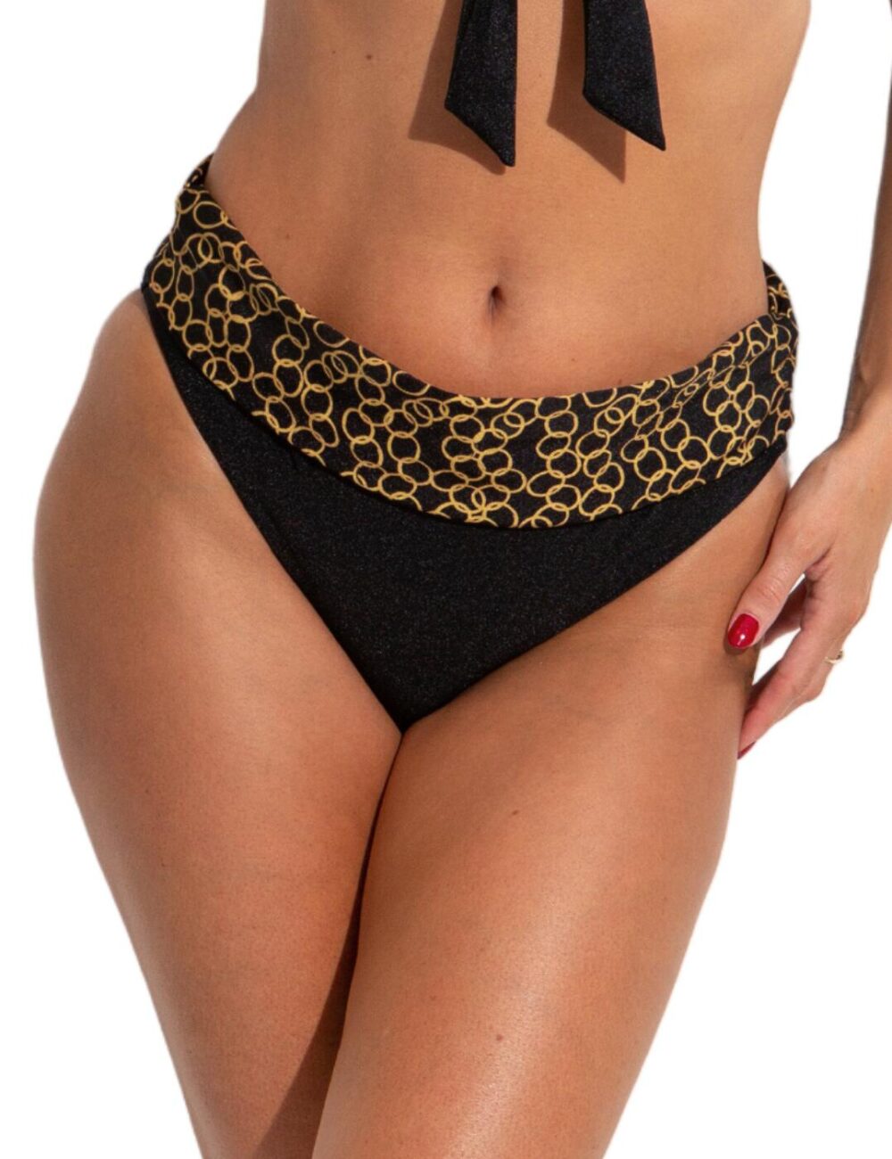 Pour Moi Casablanca Fold Over Bikini Brief - Gold Chain - 2XL - 18