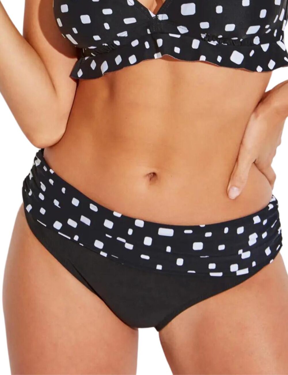 Pour Moi Cascade Fold Over Bikini Brief - Black/White - 2XL - 18