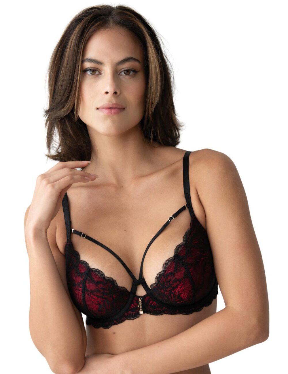 Pour Moi Desire Padded Bra - Black/Red - 32D
